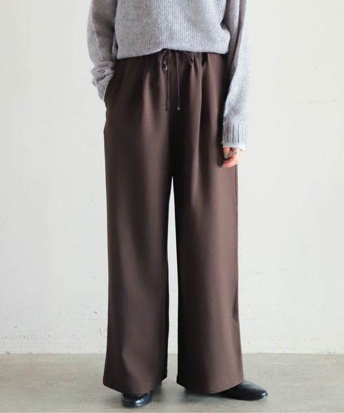 NOMBRE IMPAIR（ノンブルアンペール）の「ポリエステルトロ　ワイドパンツ（その他パンツ・レディース・ブラック/ベージュ/カーキ/キナリ/ブラウン・FREE）」の4枚目の写真