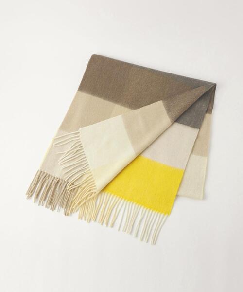 green label relaxing（グリーンレーベルリラクシング）の「ウールチェック ストール マフラー（マフラー・レディース・ライトグレー/ライトブルー/ライム/イエロー/コバルトブルー・FREE）」の5枚目の写真
