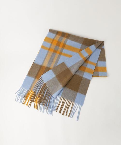 green label relaxing（グリーンレーベルリラクシング）の「ウールチェック ストール マフラー（マフラー・レディース・ライトグレー/ライトブルー/ライム/イエロー/コバルトブルー・FREE）」の21枚目の写真