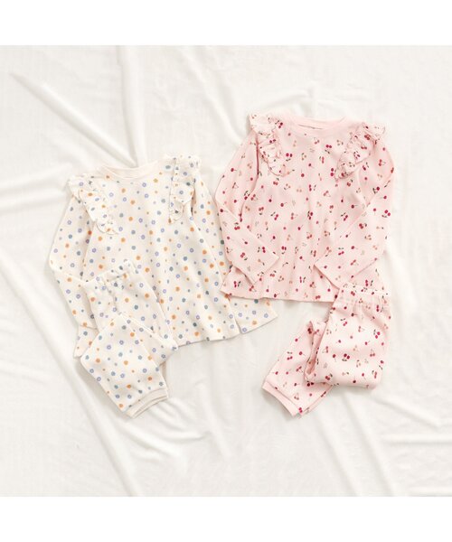 apres les cours（アプレレクール）の「【長袖】さくらんぼ・花柄パジャマ（ルームウェア/パジャマ・キッズ・アイボリー/ピンク・110/80/120/90/130/100）」の3枚目の写真