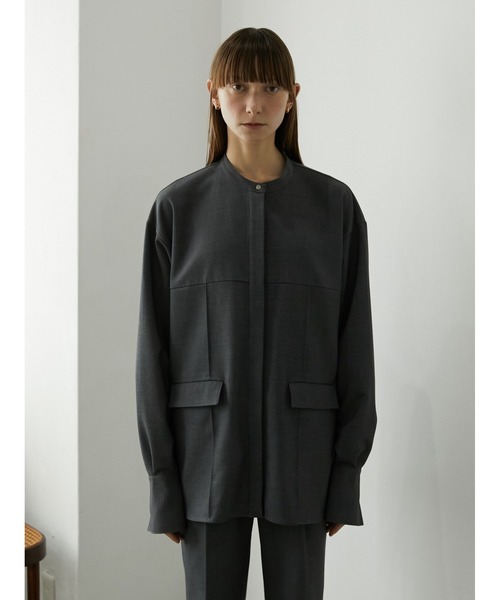 シャツ/ブラウス(長袖/七分) la peau de gem pintuck big shirt jacket LA PEAU DE GEM（ラポドゥジェム）の「【LA PEAU DE GEM】ピンタック