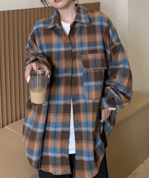 オーバーサイズレトロチェックネルシャツ