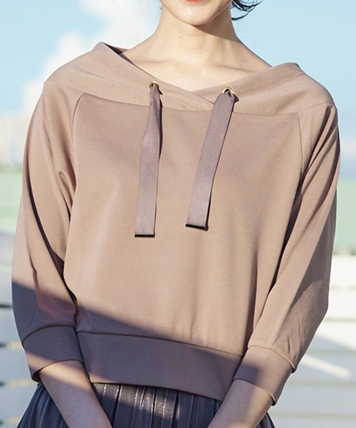 12Twelve Agenda(トゥエルブ アジェンダ)の「フード風7分袖プルオーバー(Tシャツ/カットソー・レディース・ブラウン/ブラック/グレー・M)」の3枚目の写真