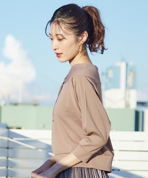 12Twelve Agenda(トゥエルブ アジェンダ)の「フード風7分袖プルオーバー(Tシャツ/カットソー・レディース・ブラウン/ブラック/グレー・M)」の5枚目の写真