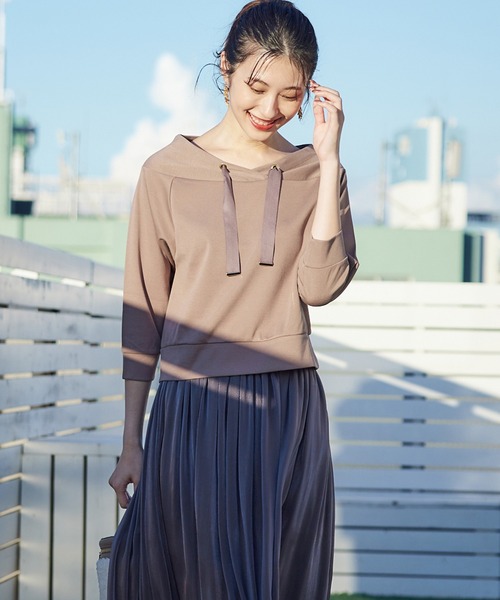 12Twelve Agenda(トゥエルブ アジェンダ)の「フード風7分袖プルオーバー(Tシャツ/カットソー・レディース・ブラウン/ブラック/グレー・M)」の7枚目の写真