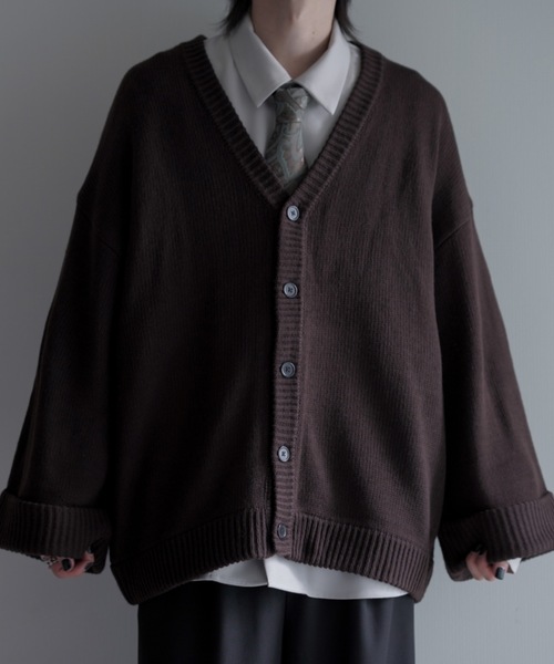 LILL（リル）の「ルーズシルエットロールアップボリュームスリーブカーディガン（カーディガン/ボレロ・メンズ・ブルーグレー/ダークブラウン/チャコールグレー/ブラック/アイボリー/ライトグレー系/ダークグリーン系/ブラック系・S/XL/M/L）」の21枚目の写真