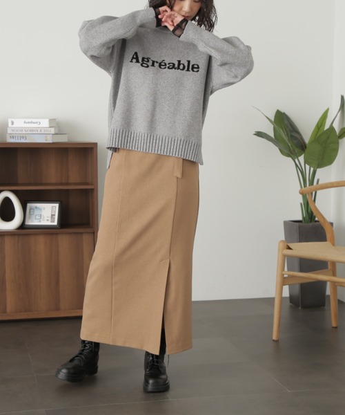 FREE'S MART（フリーズマート）の「ベルト付ハイウエストナロースカート（スカート・レディース・ミント/ブラック/ダークベージュ・マルチサイズ）」の21枚目の写真