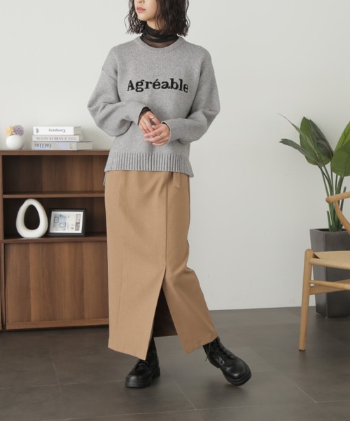 FREE'S MART（フリーズマート）の「ベルト付ハイウエストナロースカート（スカート・レディース・ミント/ブラック/ダークベージュ・マルチサイズ）」の20枚目の写真