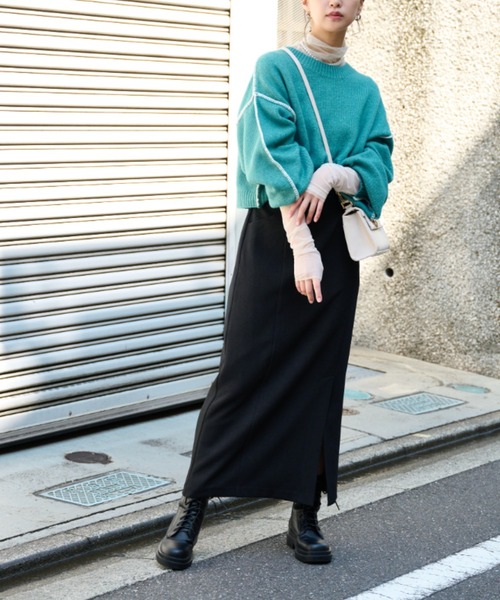 FREE'S MART（フリーズマート）の「ベルト付ハイウエストナロースカート（スカート・レディース・ミント/ブラック/ダークベージュ・マルチサイズ）」の10枚目の写真