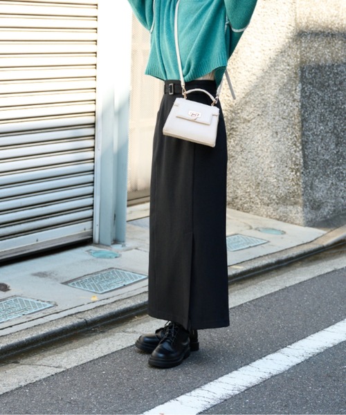 FREE'S MART（フリーズマート）の「ベルト付ハイウエストナロースカート（スカート・レディース・ミント/ブラック/ダークベージュ・マルチサイズ）」の8枚目の写真