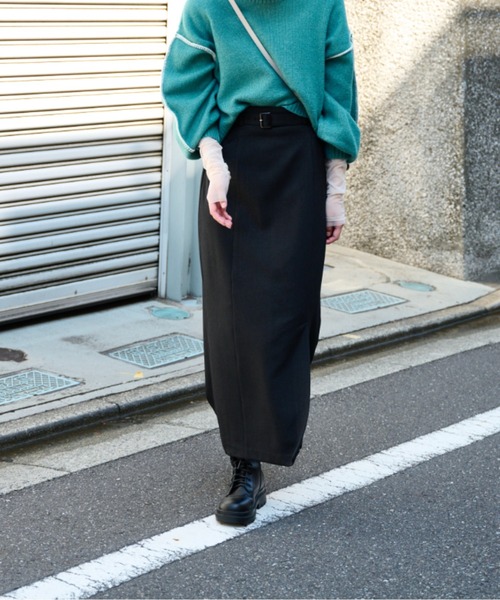 FREE'S MART（フリーズマート）の「ベルト付ハイウエストナロースカート（スカート・レディース・ミント/ブラック/ダークベージュ・マルチサイズ）」の5枚目の写真