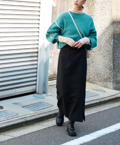 FREE'S MART（フリーズマート）の「ベルト付ハイウエストナロースカート（スカート・レディース・ミント/ブラック/ダークベージュ・マルチサイズ）」の11枚目の写真