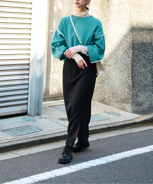 FREE'S MART（フリーズマート）の「ベルト付ハイウエストナロースカート（スカート・レディース・ミント/ブラック/ダークベージュ・マルチサイズ）」の14枚目の写真