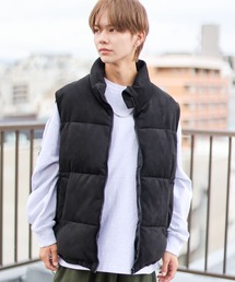 SPINNS | 【M，L2サイズ展開◎ユニセックスで着用可能】スウェードライク フェイクダウンベスト(ダウンベスト)