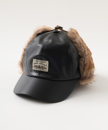 Well-Tailored（ウェルテイラード）の「Well-Tailored コーデュロイ/フェイクレザー フラップファーキャップ / イヤーフラップ フライトキャップ（キャップ）」