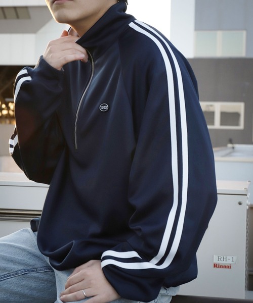UNCORD（アンコード）の「【UNCORD】half zip track jaket/オーバーサイズ サイドライン ハーフジップ トラックジャケット ハーフジップ スウェット（スウェット・メンズ・オフホワイト/ブラック/グレー/ネイビー・X-LARGE/MEDIUM/LARGE）」の17枚目の写真