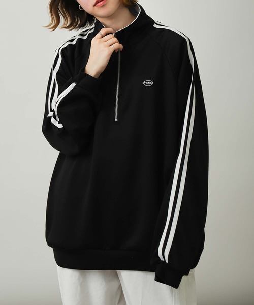 UNCORD（アンコード）の「【UNCORD】half zip track jaket/オーバーサイズ サイドライン ハーフジップ トラックジャケット ハーフジップ スウェット（スウェット・メンズ・オフホワイト/ブラック/グレー/ネイビー・X-LARGE/MEDIUM/LARGE）」の5枚目の写真