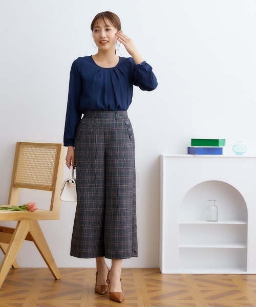 小さいサイズ タック入り長袖ブラウス 低身長さん・小柄女性