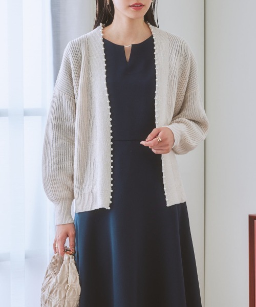 nissen（ニッセン）の「パール調Vネックトッパーカーディガン（カーディガン/ボレロ・レディース・チャコールグレー/アイボリー/ブラック/モカ・L/M/S/LL）」の16枚目の写真