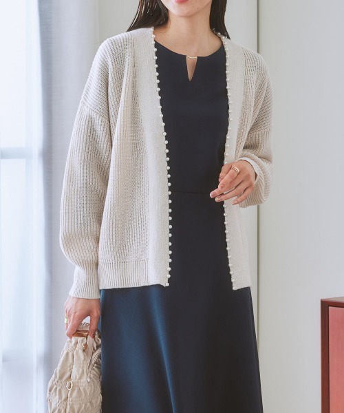 nissen（ニッセン）の「パール調Vネックトッパーカーディガン（カーディガン/ボレロ・レディース・チャコールグレー/アイボリー/ブラック/モカ・L/M/S/LL）」の19枚目の写真