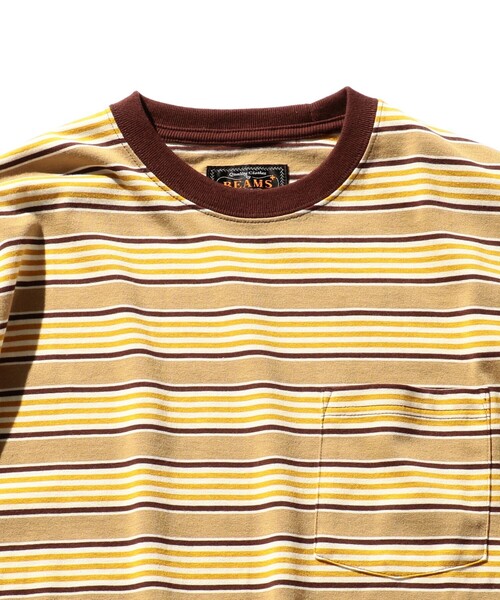 BEAMS PLUS（ビームスプラス）の「BEAMS PLUS / マルチ ホリゾンタルストライプ ロングスリーブ ポケット Tシャツ（Tシャツ/カットソー・メンズ・ブラウン/レッド/サックスブルー・L/XL/M/S）」の12枚目の写真