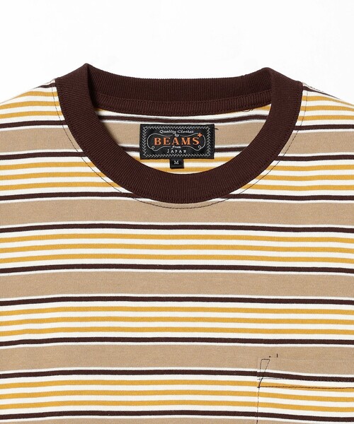BEAMS PLUS（ビームスプラス）の「BEAMS PLUS / マルチ ホリゾンタルストライプ ロングスリーブ ポケット Tシャツ（Tシャツ/カットソー・メンズ・ブラウン/レッド/サックスブルー・L/XL/M/S）」の14枚目の写真
