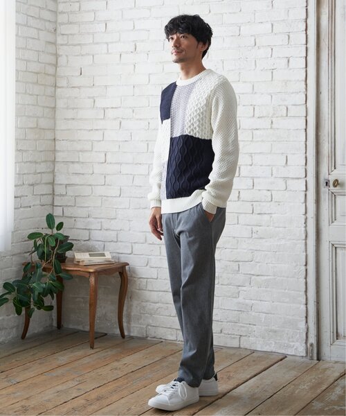 ikka(イッカ)の「【おっさんずラブ着用商品】ブロックスジャガードニット(ニット/セーター・メンズ・ネイビー/グレー/オフホワイト・L/M/S/XL)」の5枚目の写真