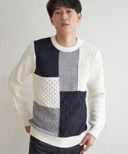 ikka(イッカ)の「【おっさんずラブ着用商品】ブロックスジャガードニット(ニット/セーター・メンズ・ネイビー/グレー/オフホワイト・L/M/S/XL)」の7枚目の写真