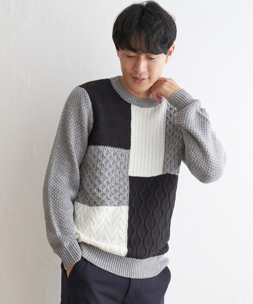 ikka(イッカ)の「【おっさんずラブ着用商品】ブロックスジャガードニット(ニット/セーター・メンズ・ネイビー/グレー/オフホワイト・L/M/S/XL)」の21枚目の写真