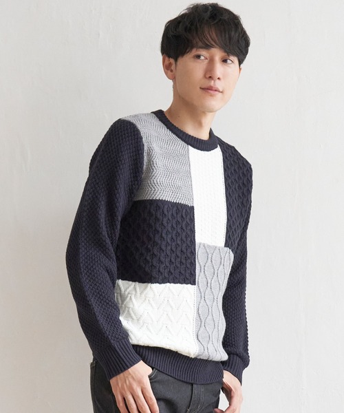 ikka(イッカ)の「【おっさんずラブ着用商品】ブロックスジャガードニット(ニット/セーター・メンズ・ネイビー/グレー/オフホワイト・L/M/S/XL)」の22枚目の写真