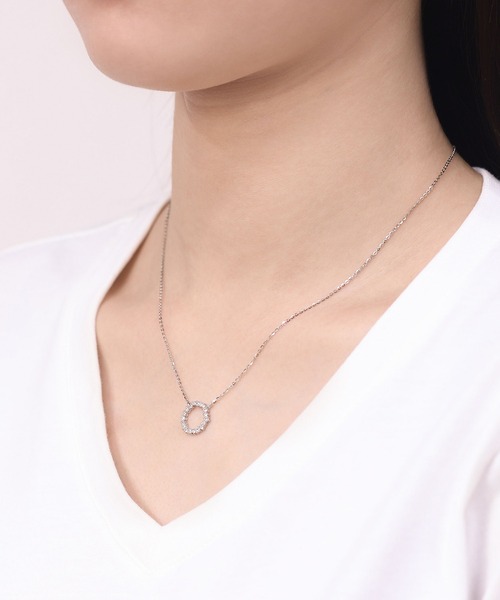 ESTELLE（エステール）の「シルバー キュービックジルコニア ネックレス ESTELLE/エステール（ネックレス・レディース・ホワイト・40cm）」の5枚目の写真