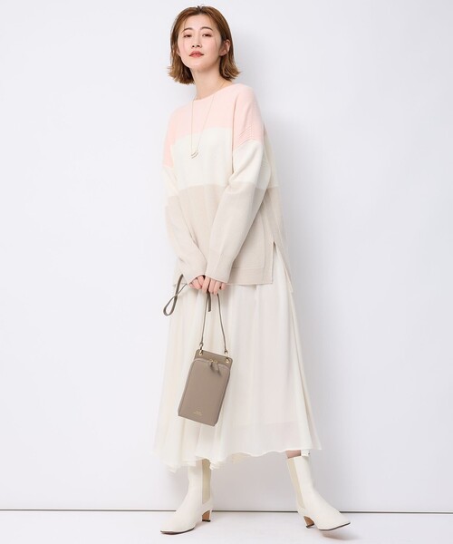 23区(ニジュウサンク)の「【洗える】ウールカシミヤ カラーブロック ニット(ニット/セーター・レディース・アイボリー系1/スモーキーグリーン系1/ピンク系1/ブラック系1・32)」の8枚目の写真