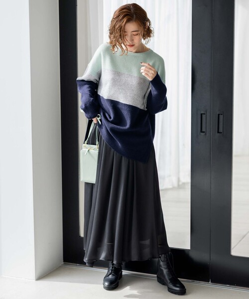 23区(ニジュウサンク)の「【洗える】ウールカシミヤ カラーブロック ニット(ニット/セーター・レディース・アイボリー系1/スモーキーグリーン系1/ピンク系1/ブラック系1・32)」の19枚目の写真