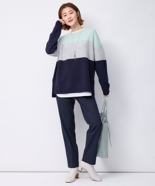 23区(ニジュウサンク)の「【洗える】ウールカシミヤ カラーブロック ニット(ニット/セーター・レディース・アイボリー系1/スモーキーグリーン系1/ピンク系1/ブラック系1・32)」の21枚目の写真