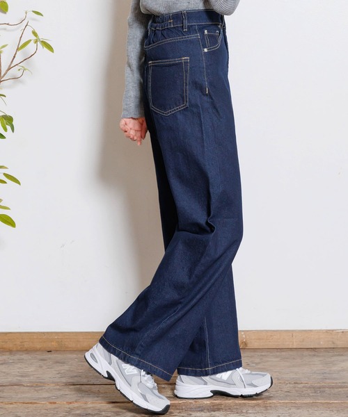 mili an deni(ミリアンデニ)の「ハイウェストセミワイドパンツ(デニムパンツ・レディース・インディゴブルー/ブルー/サックスブルー・M)」の8枚目の写真