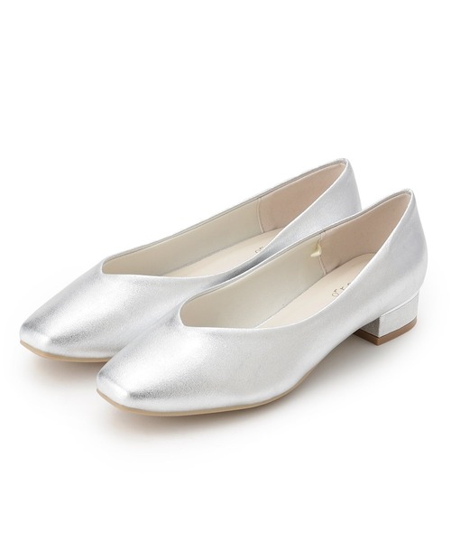 grove（グローブ）の「◆Vカットメタルパーツローヒールパンプス【人間工学】（パンプス・レディース・ベージュ/ブラック/シルバー・03/02/01）」の3枚目の写真