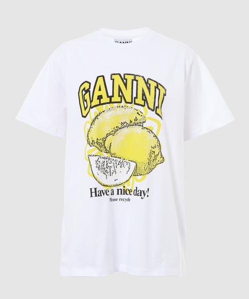 GANNI(ガニー)の「Basic Jersey Lemon Relaxed T-shirt(Tシャツ/カットソー・レディース・ホワイト・L/XS/S/M)」の1枚目の写真