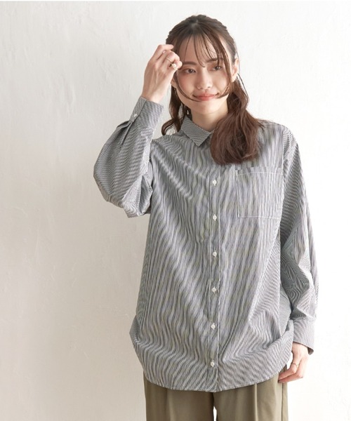 ikka(イッカ)の「ストライプ長袖シャツ(シャツ/ブラウス・レディース・グレー/ブルー/ベージュ・S/M/L)」の2枚目の写真