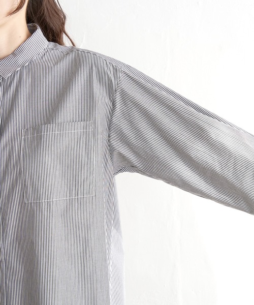 ikka(イッカ)の「ストライプ長袖シャツ(シャツ/ブラウス・レディース・グレー/ブルー/ベージュ・S/M/L)」の8枚目の写真