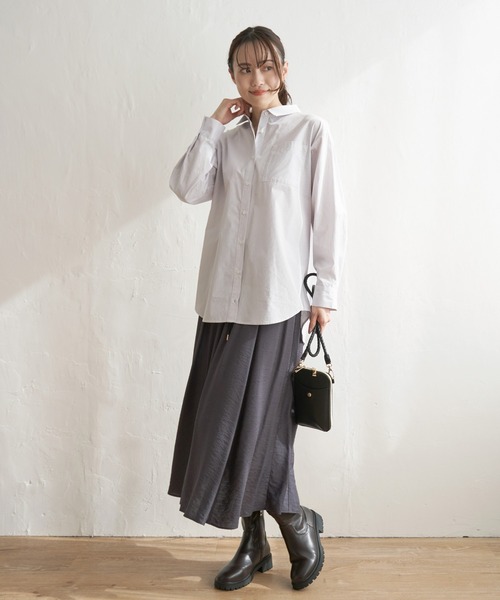 ikka(イッカ)の「ストライプ長袖シャツ(シャツ/ブラウス・レディース・グレー/ブルー/ベージュ・S/M/L)」の16枚目の写真