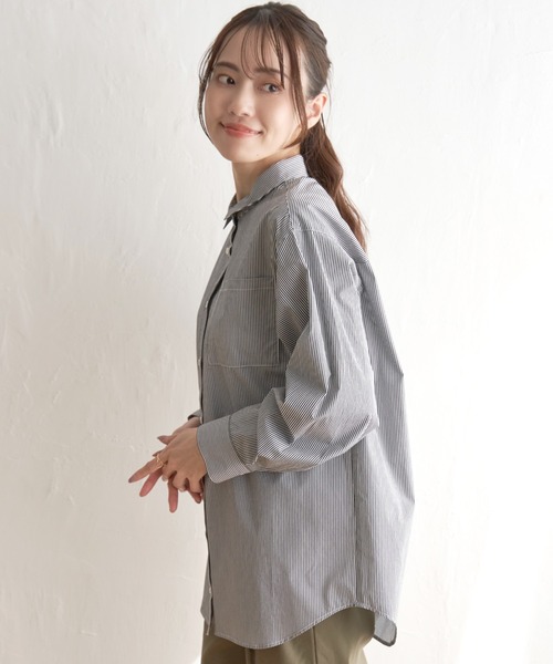 ikka(イッカ)の「ストライプ長袖シャツ(シャツ/ブラウス・レディース・グレー/ブルー/ベージュ・S/M/L)」の5枚目の写真