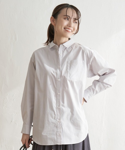 ikka(イッカ)の「ストライプ長袖シャツ(シャツ/ブラウス・レディース・グレー/ブルー/ベージュ・S/M/L)」の15枚目の写真