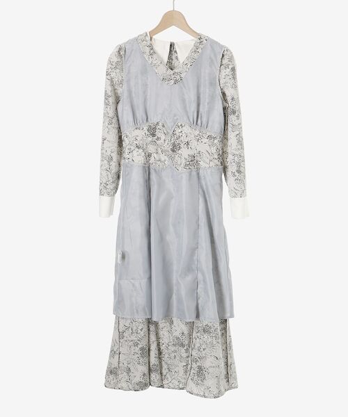 MAJESTIC LEGON（マジェスティックレゴン）の「ビッグカラー花柄ワンピース（ワンピース・レディース・ベージュ系その他2/グレー系その他/ブラック系その他・MEDIUM/SMALL）」の13枚目の写真