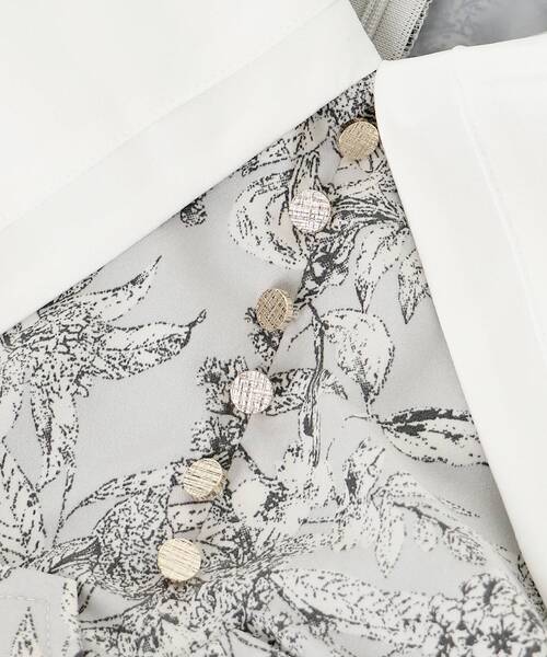 MAJESTIC LEGON（マジェスティックレゴン）の「ビッグカラー花柄ワンピース（ワンピース・レディース・ベージュ系その他2/グレー系その他/ブラック系その他・MEDIUM/SMALL）」の14枚目の写真