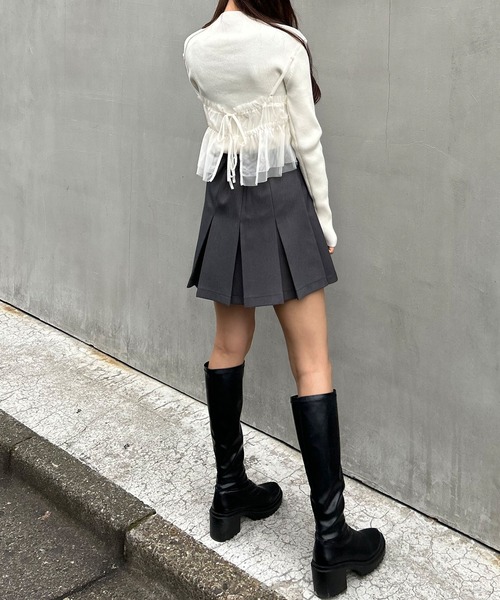 INGNI(イング)の「チュールキャミ+ボトルネックリブニットSET(アンサンブル・レディース・グレー系その他6/ホワイト×ホワイト/ブラック×グレー・M)」の14枚目の写真