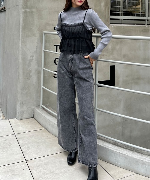 INGNI(イング)の「チュールキャミ+ボトルネックリブニットSET(アンサンブル・レディース・グレー系その他6/ホワイト×ホワイト/ブラック×グレー・M)」の17枚目の写真