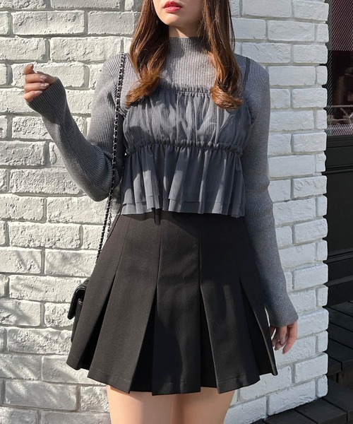 INGNI(イング)の「チュールキャミ+ボトルネックリブニットSET(アンサンブル・レディース・グレー系その他6/ホワイト×ホワイト/ブラック×グレー・M)」の19枚目の写真