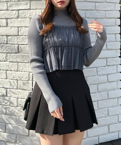 INGNI(イング)の「チュールキャミ+ボトルネックリブニットSET(アンサンブル・レディース・グレー系その他6/ホワイト×ホワイト/ブラック×グレー・M)」の20枚目の写真