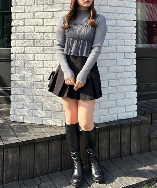 INGNI(イング)の「チュールキャミ+ボトルネックリブニットSET(アンサンブル・レディース・グレー系その他6/ホワイト×ホワイト/ブラック×グレー・M)」の22枚目の写真