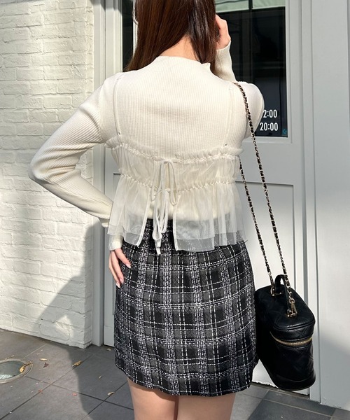 INGNI(イング)の「チュールキャミ+ボトルネックリブニットSET(アンサンブル・レディース・グレー系その他6/ホワイト×ホワイト/ブラック×グレー・M)」の6枚目の写真